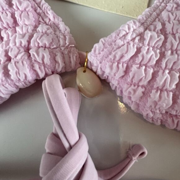 Seamolly Baby Pink Size XS Bathing Suit Textured Bikini Shell Detail Triangle - Picture 3 of 16